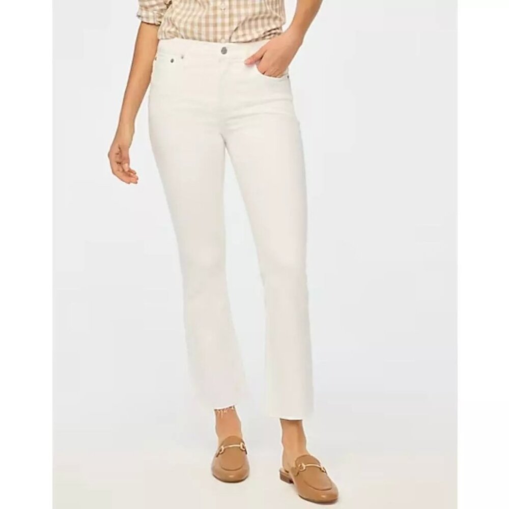 J.Crew Factory Womens Tall Flare Crop Jean Signature Stretch White Denim 27 Tall